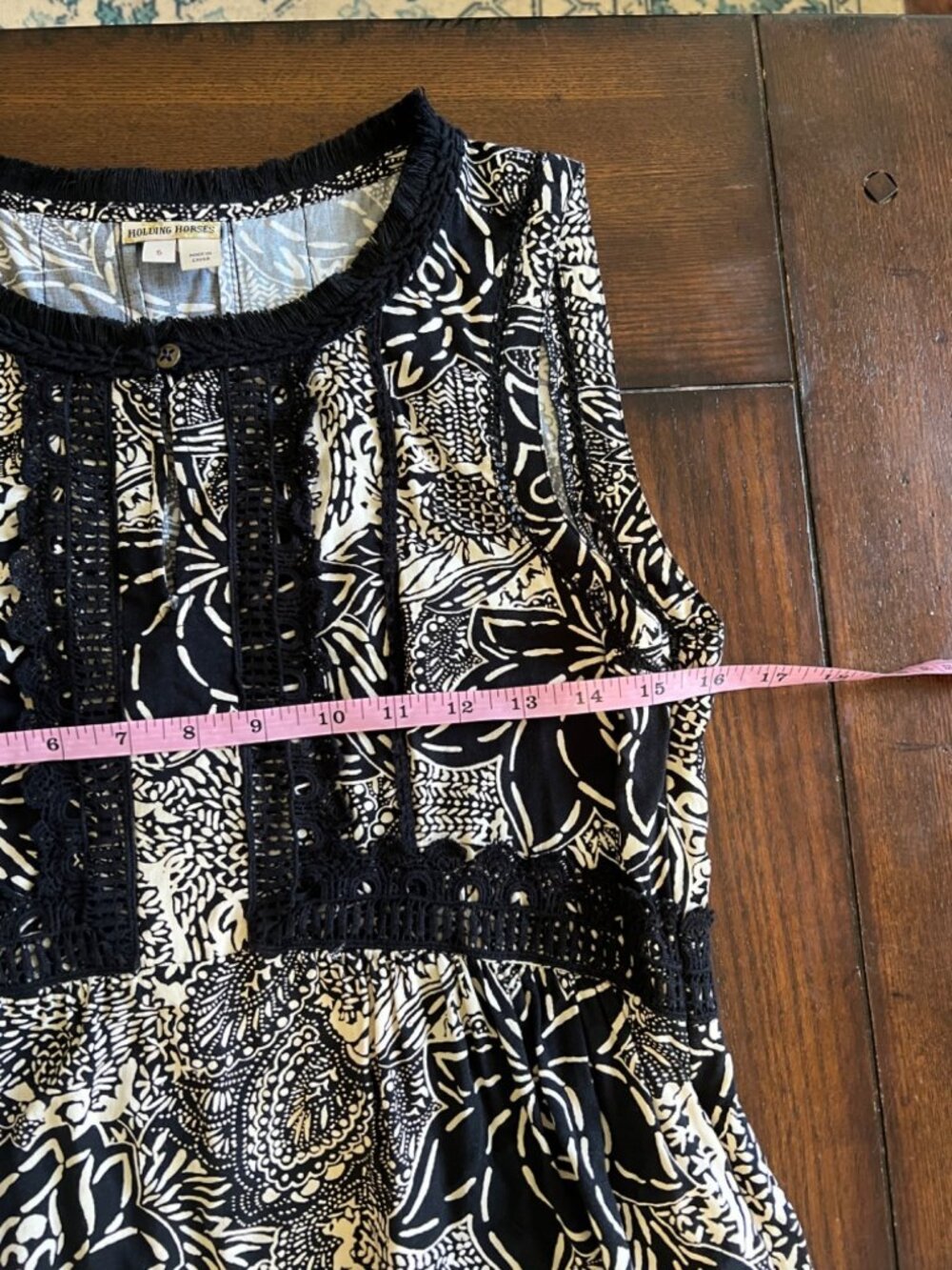 Holding Horses Suraja Black Dress Lotus Floral Crochet Lace Anthropologie sz 6 - Picture 8 of 10